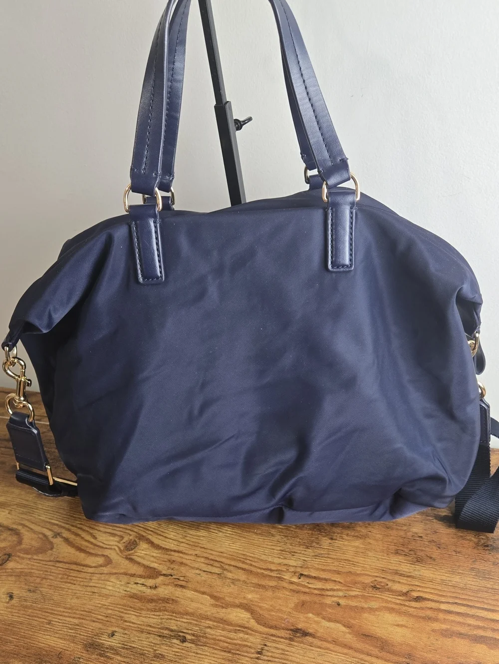 Tory Burch Tilda Navy Nylon Slouchy Satchel Shoulder Bag Quiet Luxury Minimalist